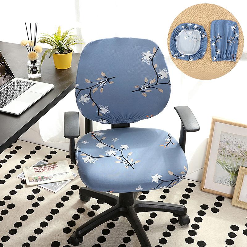 Universal Split Seat Cover Office Chair Cover Stretch Spandex Computer Anti-Dust Armchair Slipcovers Removable Seat Protector