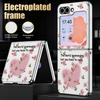 Cute Candy Love Heart Case For Samsung Z Flip 8 7 6 5 Hybrid 3in1 Leather Skin Plating Frame Hard Folding Phone Cover For Galaxy Z Flip8 Flip7 Flip6