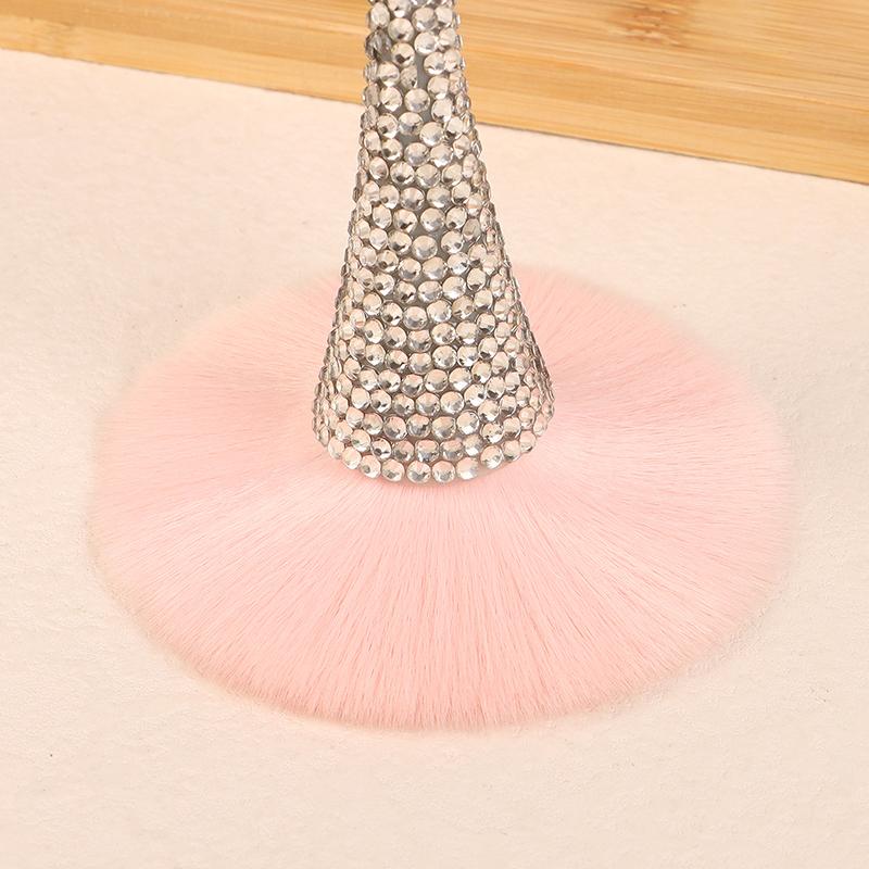 1Pc Nail Dust Brush Rhinestone Bling Handle White For Acrylic Nail Art Cleaning Brush Manicure Tool