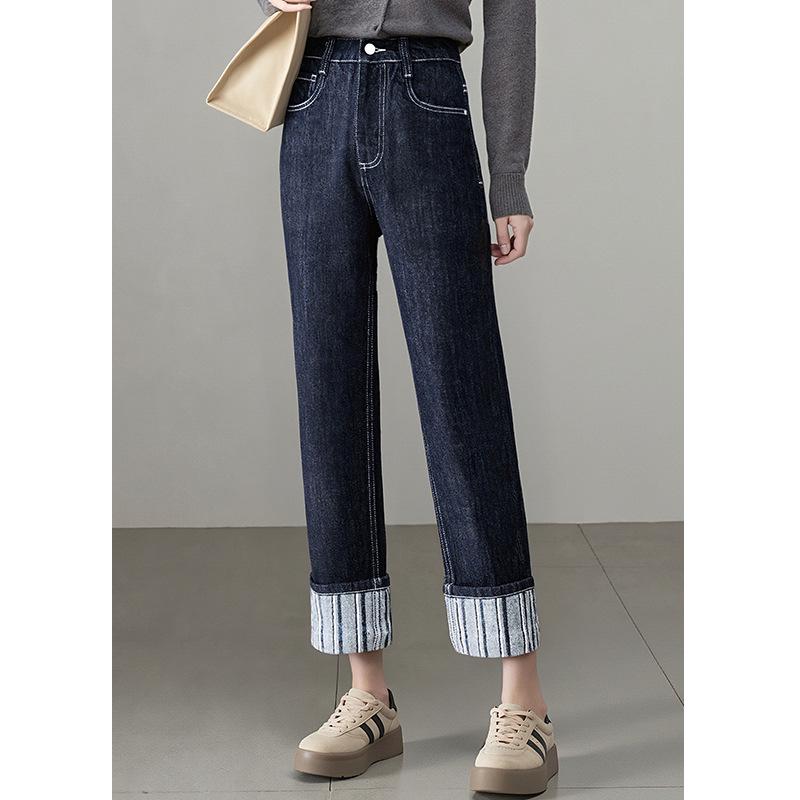 

Drapey High-Waisted Slimming Straight-Leg Jeans for Women - New 2025 Autumn/Winter Collection in Blue M (100-110 lbs) синий