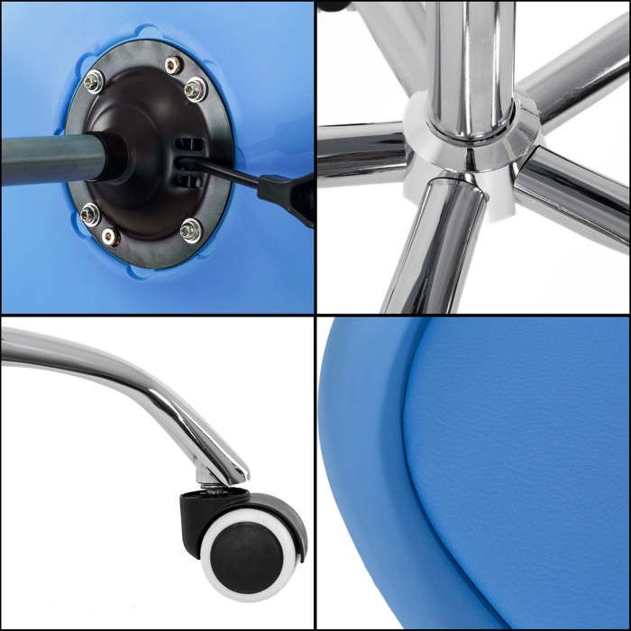 Chaise De Bureau - SPRINGOS - 2025 - Ergonomique - Réglable En Hauteur - Similicuir Bleu