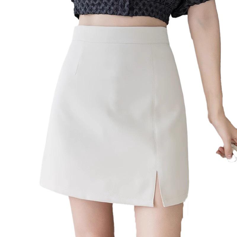 White High Waist A-Line Midi Skirt - Women's Summer Bodycon Pencil Skirt