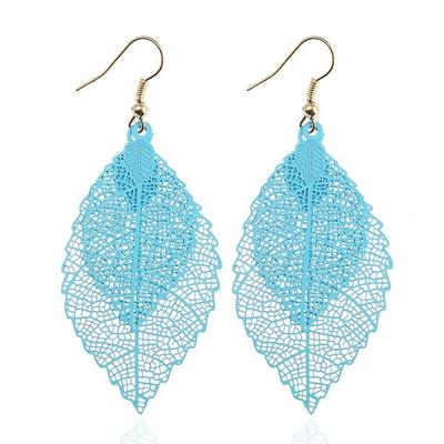 Double-layered Leaves Tassel Earrings Simple Retro Metal Leaf-ears Ornaments