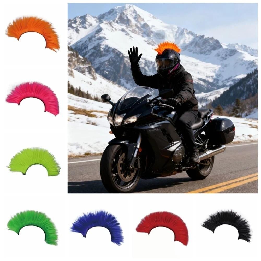 Reusable Mohawk Synthetic Wigs Adhesive Helmet Mohawk Wig Helmet Decorations  Ski Helmet