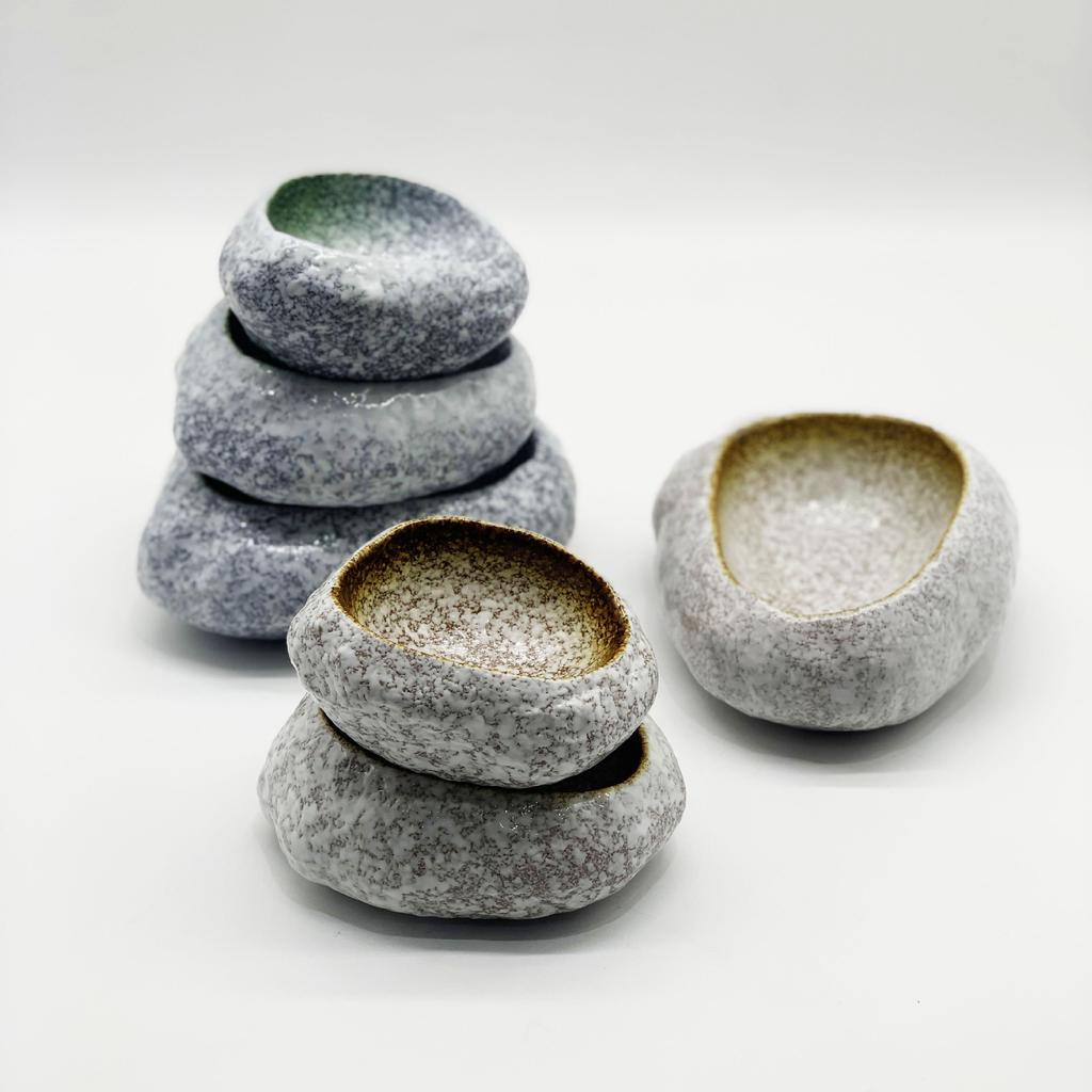 Japanese Stone Bowl for Sashimi & Appetizer, Creative Ceramic Dish for Sushi Platter, Restaurant Tableware