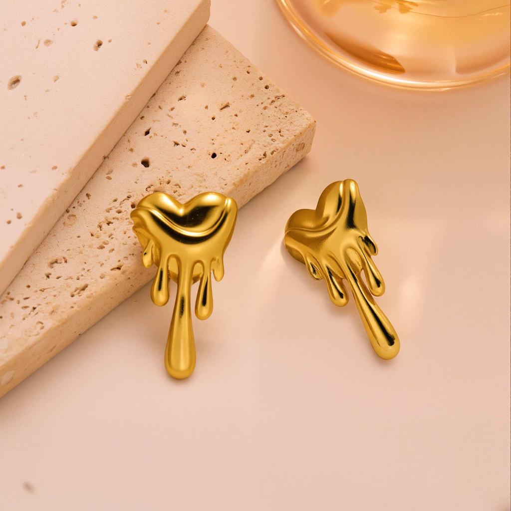 Geometric Irregular 18k Gold Titanium Steel Earrings for Women