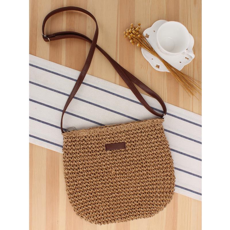 

Korean Fashion Woven Crossbody Beach Bag - Women s Trendy Casual Paper Rope верблюд