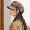 Octagonal Hat Female Spring and Autumn Duck Tongue Travel Sunshade Sunscreen Hat British Retro Breathable Beret