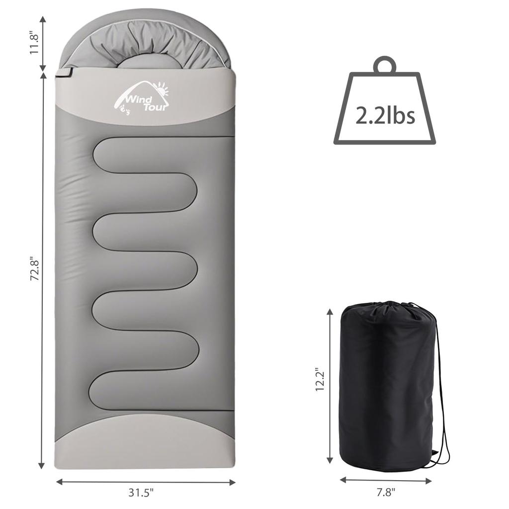 Sleeping Thick Enough for Provides Warmth In Winter and Cold Easy Unisex Lightweight, All-season Bag, Envelope-style, Adults, Weather, Storage, (gray,