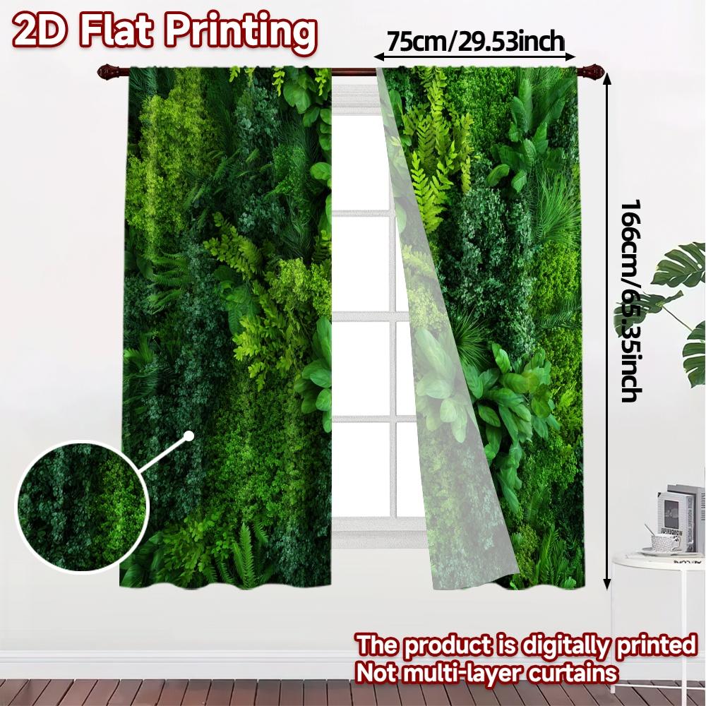 2pcs, 2D FLAT PRINTING Curtains (Without Rod) Verdant Canopy Fashionable Chic Curtains Polyester Curtains Decorations Inside