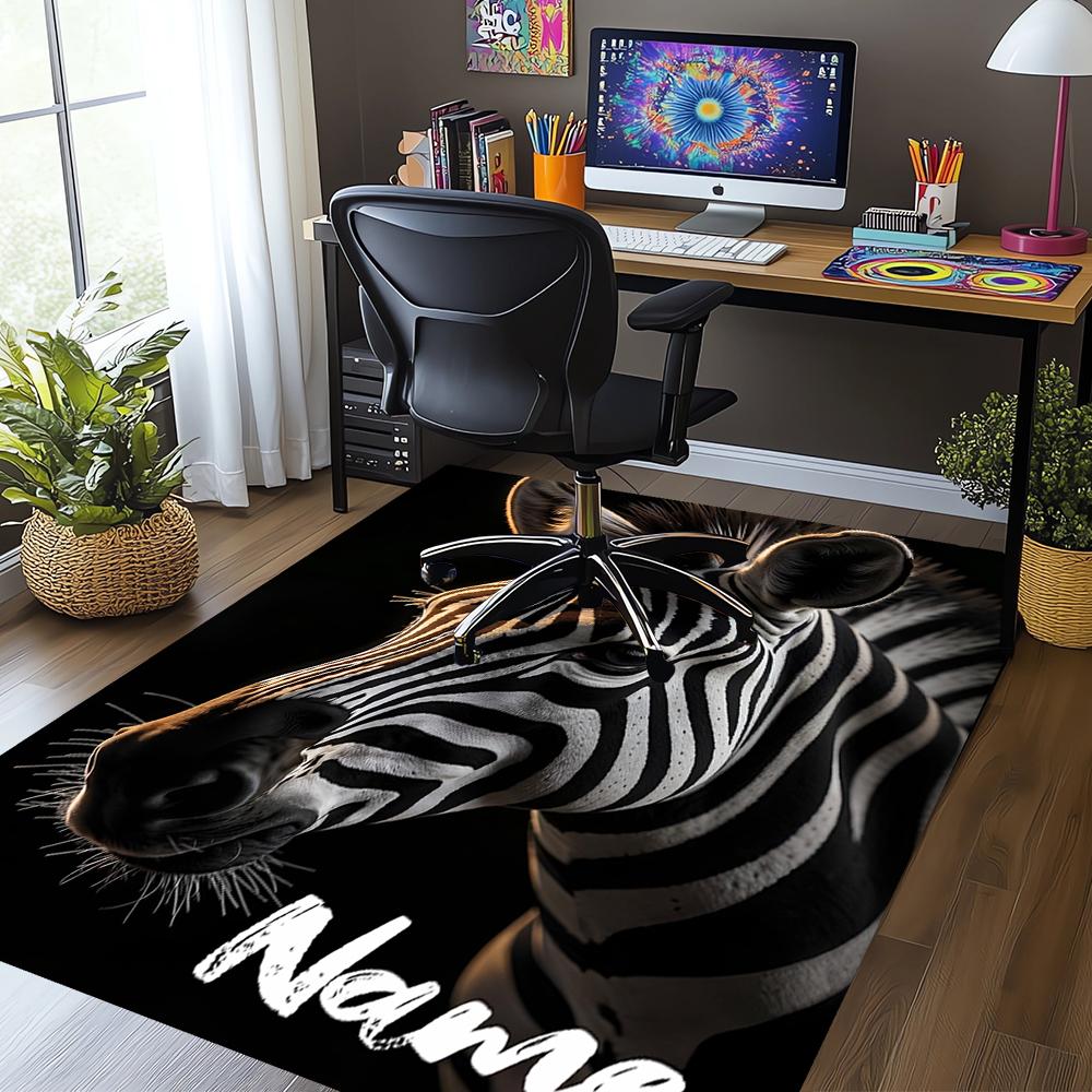 Custom Name LNTB002260915X1004==Zebra Printed Carpet,Rug for Office Chair Living Room Bedroom Kitchen Room Decor Gifts.