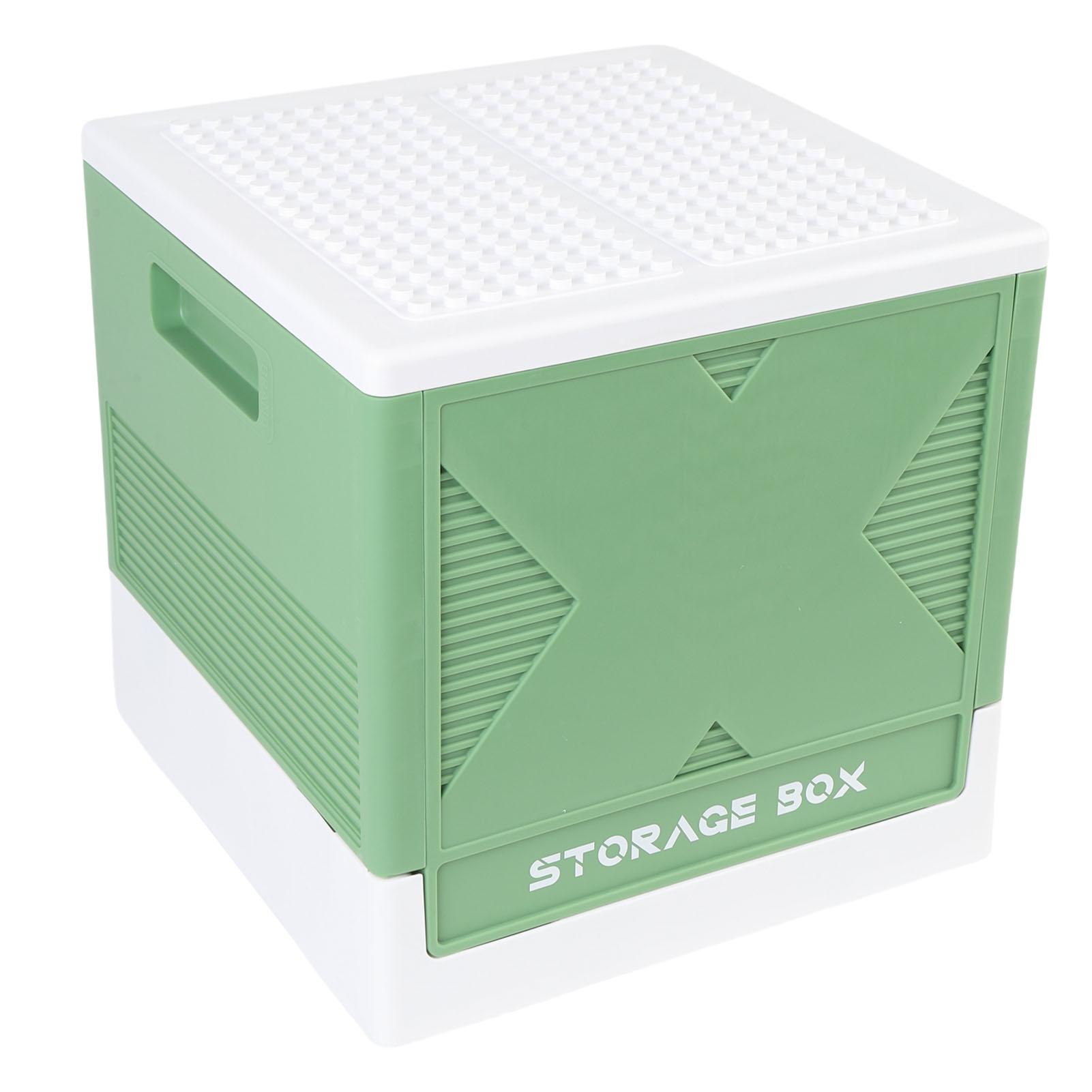 

Toys Storage Box with Building Baseplate 37L Stackable Foldable Building Blocks Storage Container for Home