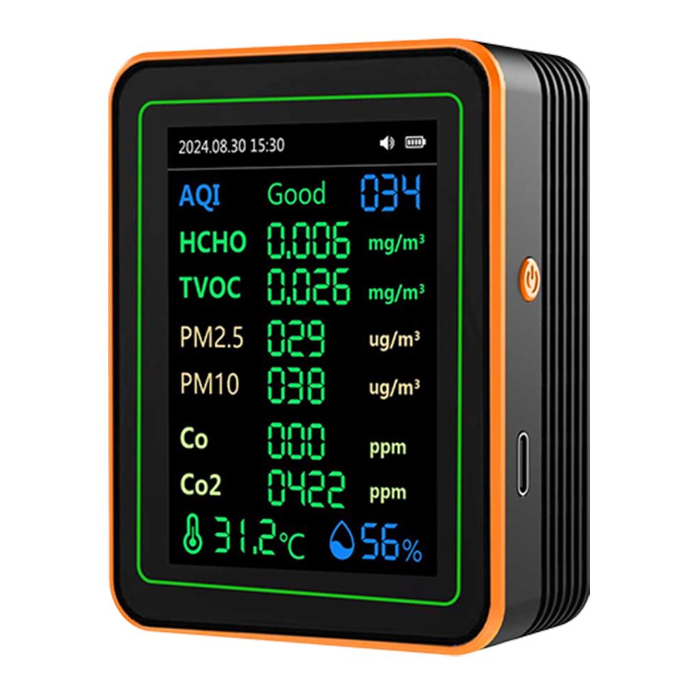 

12 In 1 Air Quality Monitor Temperature Humidity Meter PM2.5 PM10 CO CO2 TVOC HCHO AQI Tester Carbon Dioxide Detector for Indoor чорний