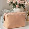 Personalized Striped Makeup Bag - Custom Embroidered Travel Toiletry Organizer