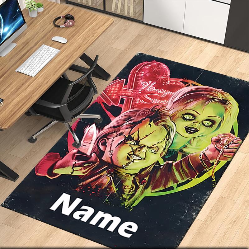 Benutzerdefinierter Name Halloween Horror Bedruckter Teppich, für Bürostuhl Wohnzimmer Schlafzimmer Küchenraum Dekor Geschenke.
