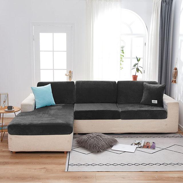 Velvet Fabric Sofa Pillow Slip For Family Room Unicolor Snuggly Couch Flexible Cover Flexible Spandex Flexible Cover Couch Flexible Cover Elastic