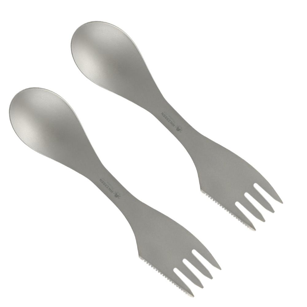 3'ü 1 arada Ti Spork Kamp Kaşığı Çatal Kesici Kombo Kamp Yürüyüş için Açık Hava Sofra Takımı