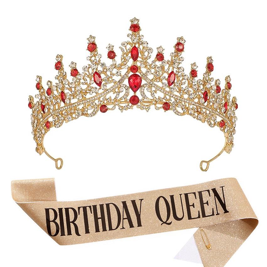 Luxury Crystal Crown & Sash Set for Birthday Girl