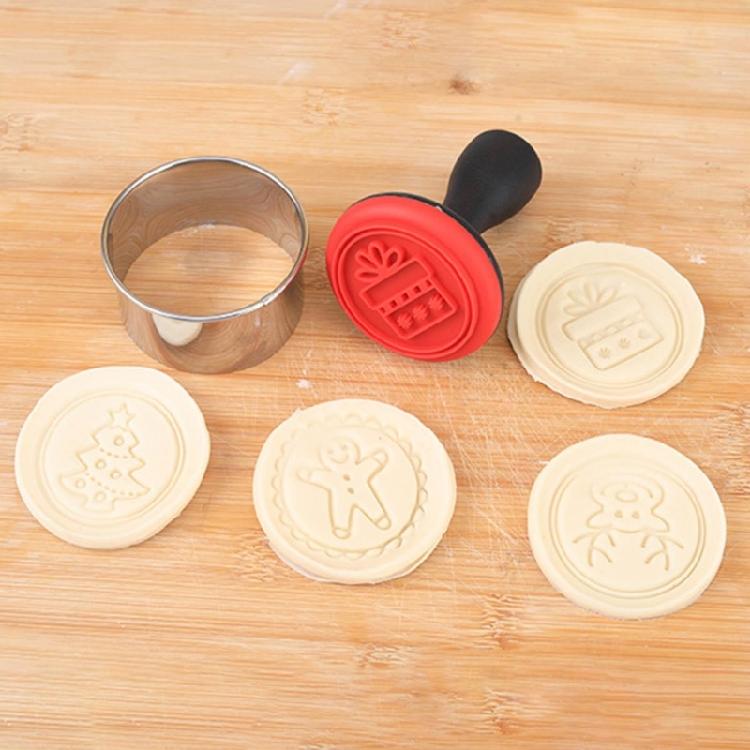 Cartoon Biscuit Molds Christmas Silicone Cookie Stamps Cookie Decorating Tools