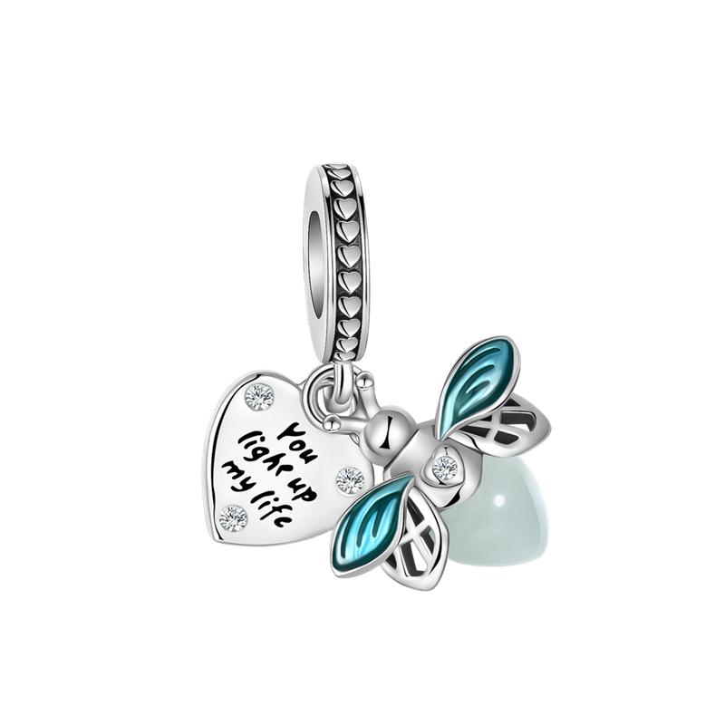 Exquisite Charms Beads Copper Inlaid Zirconium Love Heart Moon Dangle Fit Original Pandora Bracelets Diy Jewelry