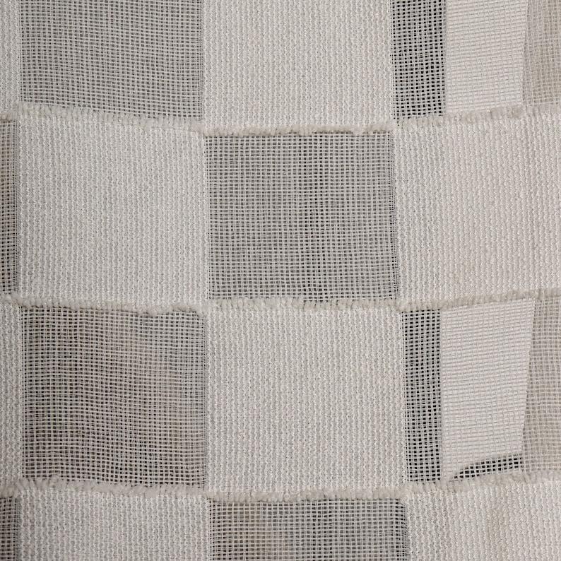 Leinenvorhänge mit quadratischem Muster für Wohnzimmer, Vorhänge mit Stangentaschen und Ösen, böhmische Fenstervorhänge, Schlafzimmervorhänge