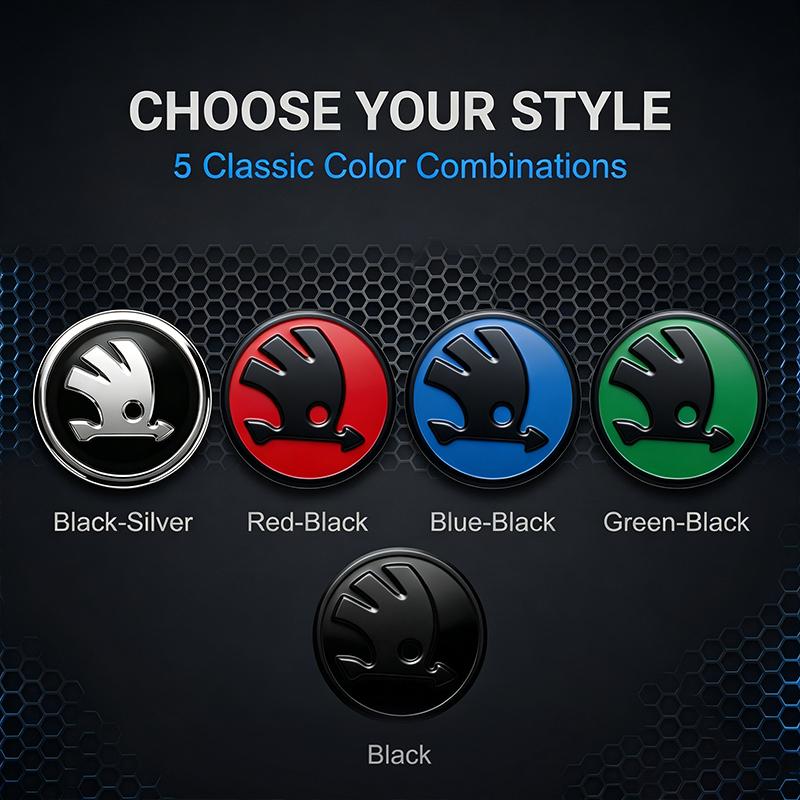 1Pcs 43mm Car Steering Wheel Emblem Sticker Skoda Logo Auto Interior Decal Badge For Skoda Octavia Superb Rapid Kamiq Karoq Kodiaq