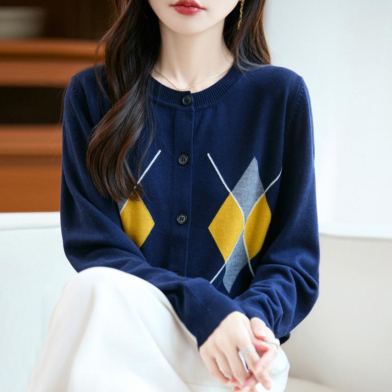 QingHe Cashmere Women's 30% Cashmere Cardigan - Soft & Warm Wool Blend Sweater