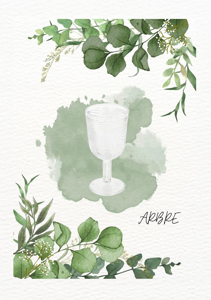 Wine Glass With Arbre Wood Slice Pattern, Transparent Glass