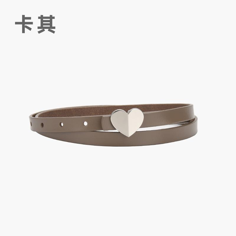 Leather Belt Women'S Thin Jeans With Decoration And Dress Pants Simple Style Heart-Shaped Belt