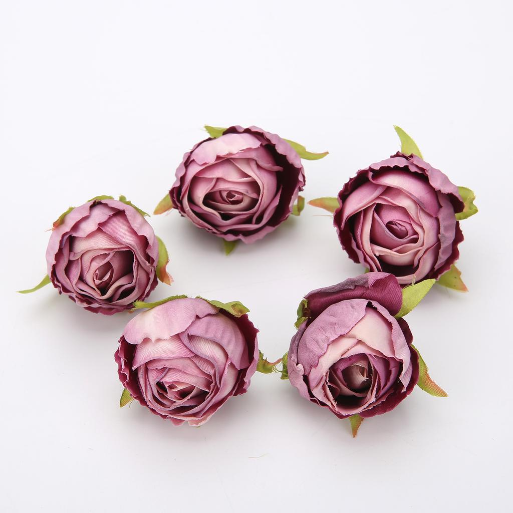 5/10Pcs 4cm Artificial Silk Tea Buds Roses Heads for Wedding DIY Wreath Scrapbook Fake Flowers Wall Decorations Home Room Decor