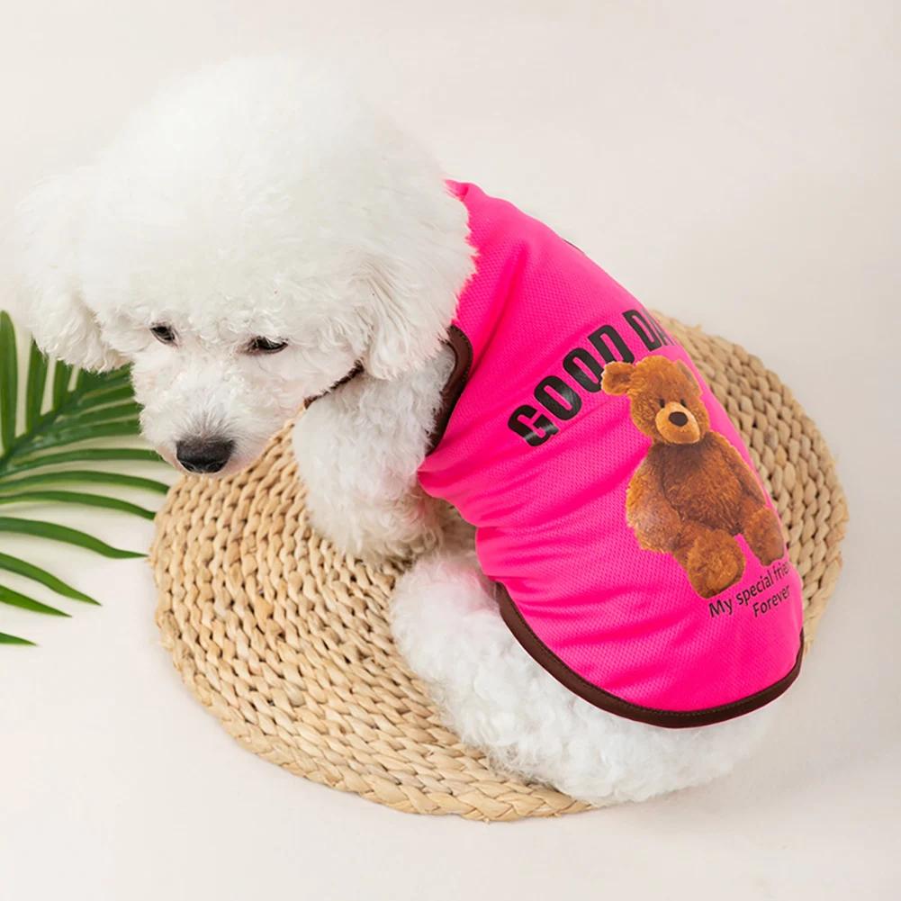 Spring Dog Vest Thin Breathable Puppy Clothes Cute Bear Printed Cat T-shirt Sleeveless Chihuahua Pullover Pet Supplies