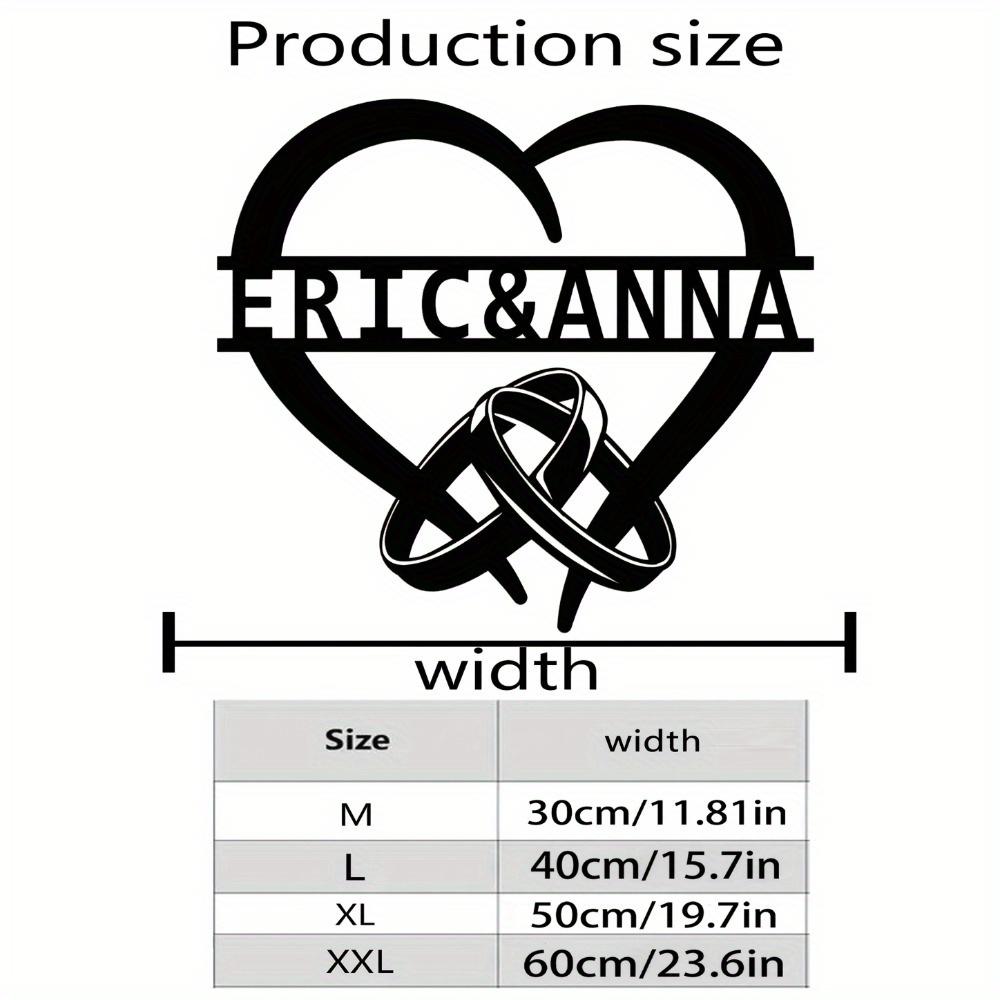Vintage Heart Metal Wall Art Customizable Eric Anna Valentine Gift 30cm