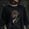 Gothic Shirt, Japanese Tengu T-Shirt, Dark Fantasy Crow Spirit Tee, Gothic Anime Streetwear, Oversized Graphic Tee
