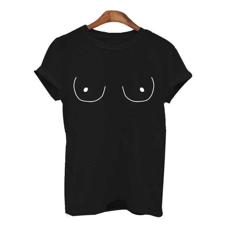 Летние футболки для женщин harajuku с принтом «сиськи и грудь» — фото 24