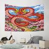 "Red Dragon Among Cherry Blossoms" Pattern Wall Hanging Tapestry Decorative Tapestry Home Decor for Bedroom and Living Room