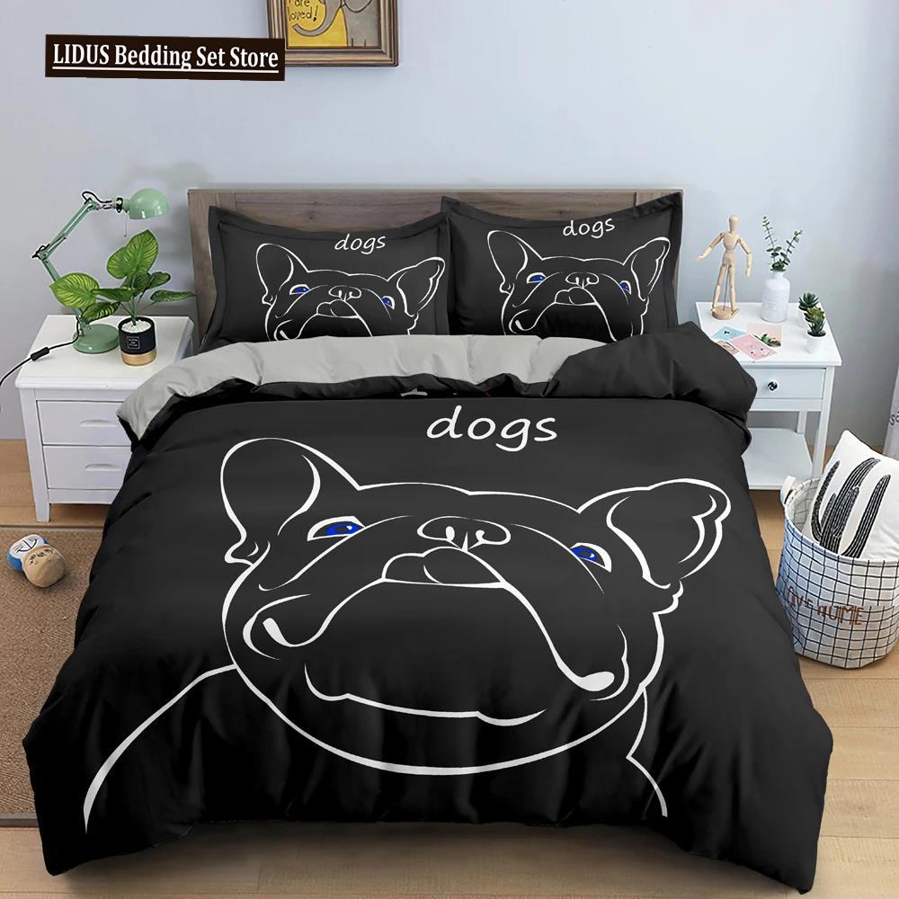 Cartoon Dog Duvet Cover Cute Pet Printed Bedding Set Comforter Covers Twin King Quilt Cover With Pillowcase Bedclothes 2/3Pcs