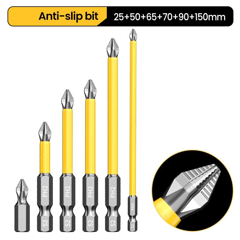 Anti-Slip and Shock-Proof Bits Screwdriver Bits High Hardness Strong Magnetic 25/50/65/70/90/150mm PH2 Screwdriver Set