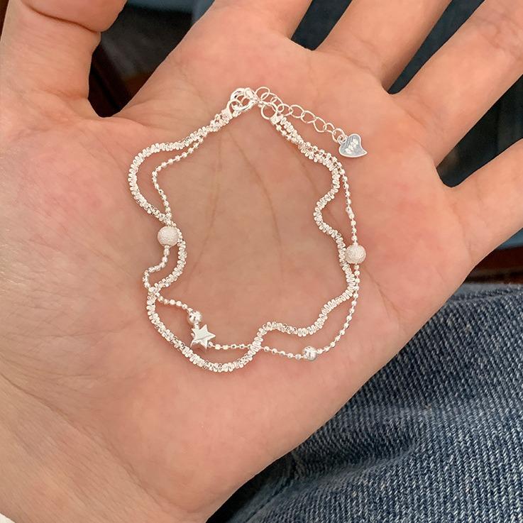 

ANENJERY Геометрическая звезда двухслойный браслет звезда женский универсальный милый браслет подарки белый