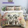 Biancheria da letto con motivo dalmata e fiori Decorazione per la casa Regalo di compleanno (1 * copripiumino + 2 * federa, senza nucleo)