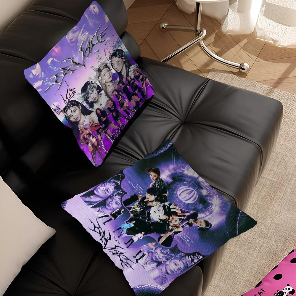 KPOP Koreansk Tjejgrupp A-AespaS Kuddfodral Kuddöverdrag Bil Prydnadskuddfodral För Soffa Bil Julklapp 40x40cm 45x45cm