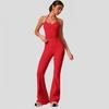 Womens High-Waisted Flared Leggings With Built-in Bra Top Set Yoga Activewear Gym Running Dance
