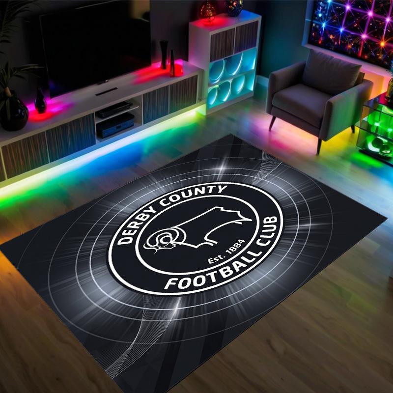 Derby County Design Crystal Velvet Carpet Cozy Non?Slip Printed Rug For Bedroom Living Room Entrance