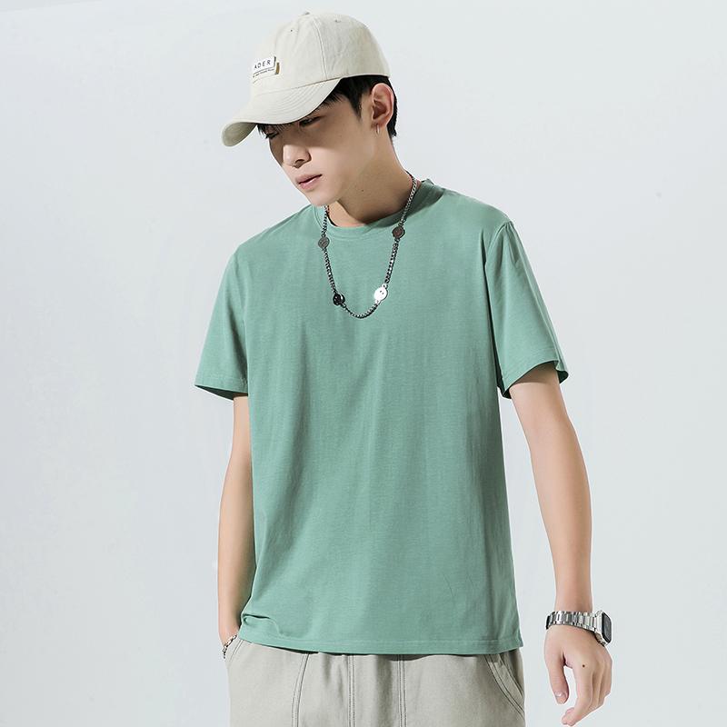 Letní Kulatý Výstřih Jednobarevné Krátký Rukáv Tričko Pánské Volné Ležérní Všestranné Svetr Bavlna Tričko Top