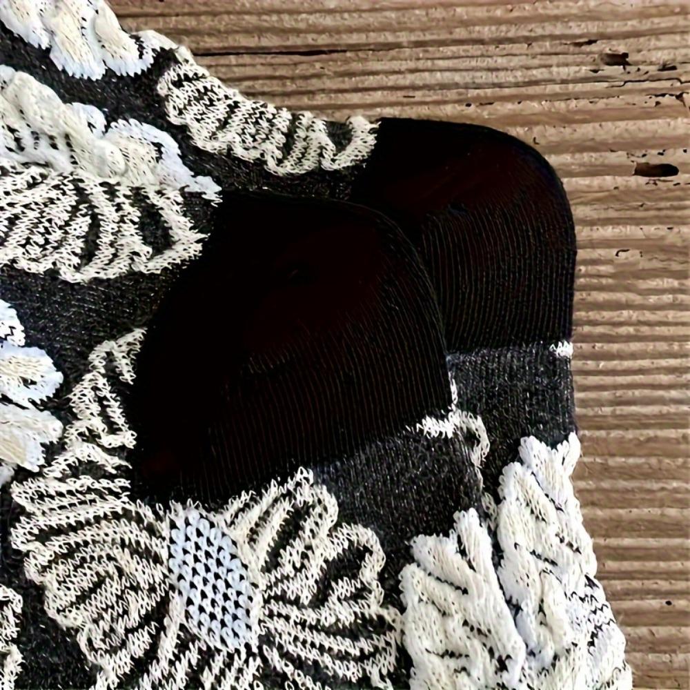 Autumn and Winter 3 Pairs Vintage Textured Socks, Comfortable & Breathable Mid Tube Socks, Women's Stockings & Hosiery