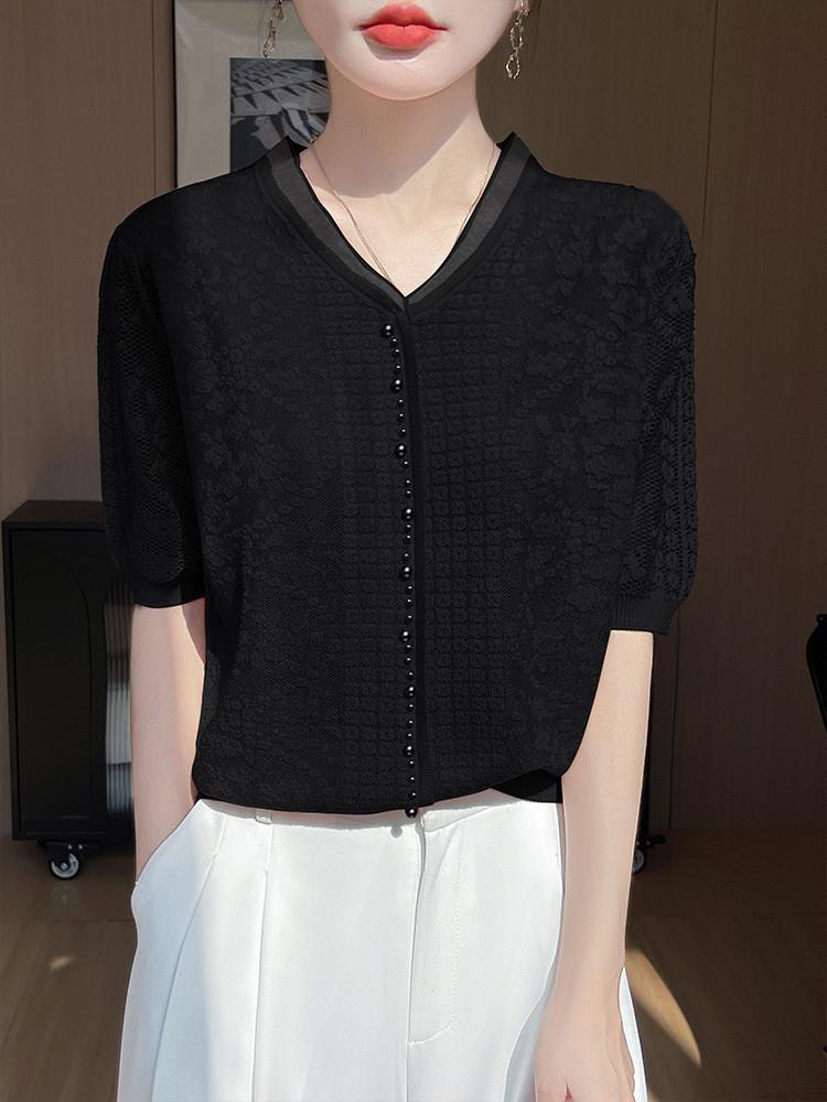 Tencel V Neck Short Sleeve T Shirt For Women Summer Lightweight Breathable Fashion