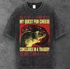 Herren Ratten Grafik Oversized T-Shirt Gewaschen Schwarz Grunge Stil S-2XL