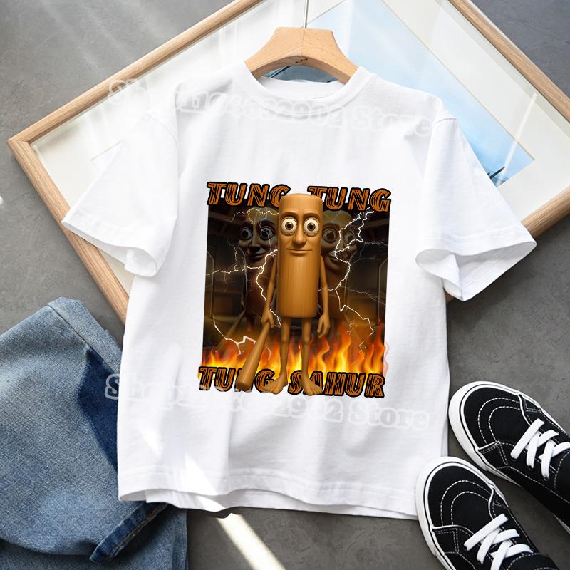 

Итальянский Бред Детская Одежда Футболки для Мальчиков и Девочек Tung Tungtung Sahur Хлопковая Футболка Telala Смешная Акула Летние Детские Топы Подарок на Вечеринку 150CM