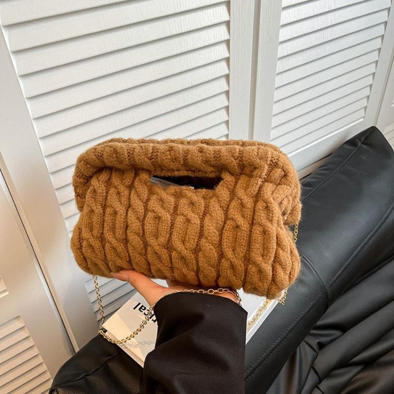 Wool Knitted Bag Women's Large-capacity New Autumn and Winter Versatile Chain Messenger Bag Casual Commuter Bag