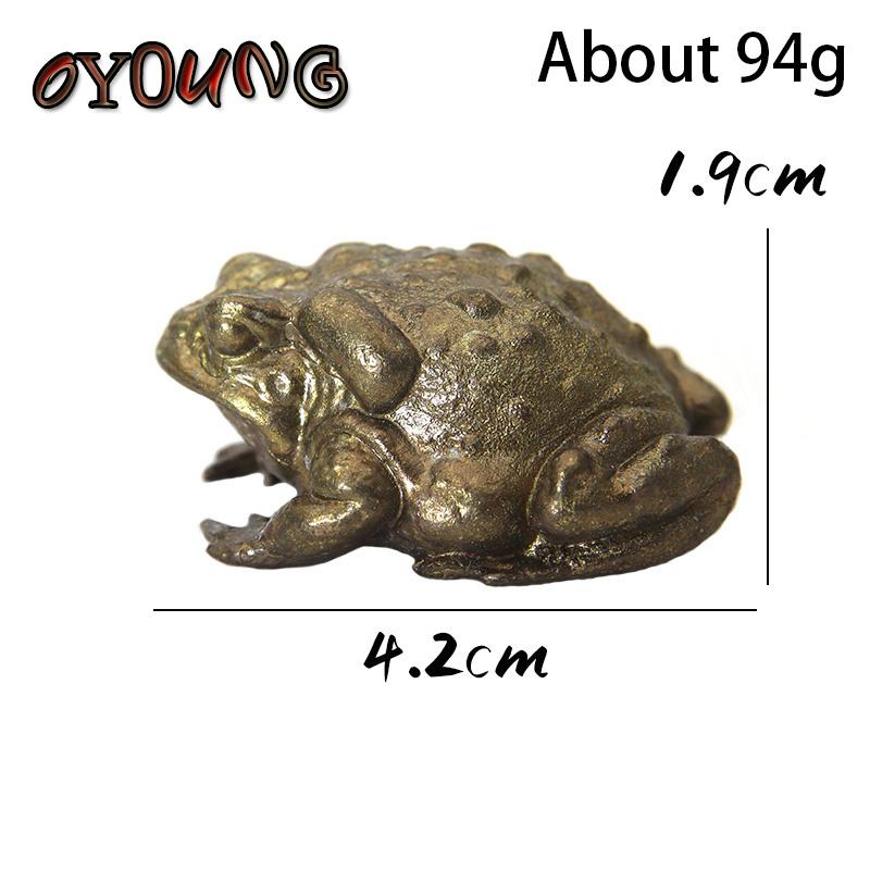Brass Golden Toad Lucky Tea Pet Vintage Simulation Animal Figurines Miniatures Home Office Desk Ornament Car Decoration Crafts