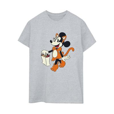 Womens/Ladies Cat Trick Or Treat Minnie Mouse Cotton Boyfriend T-Shirt